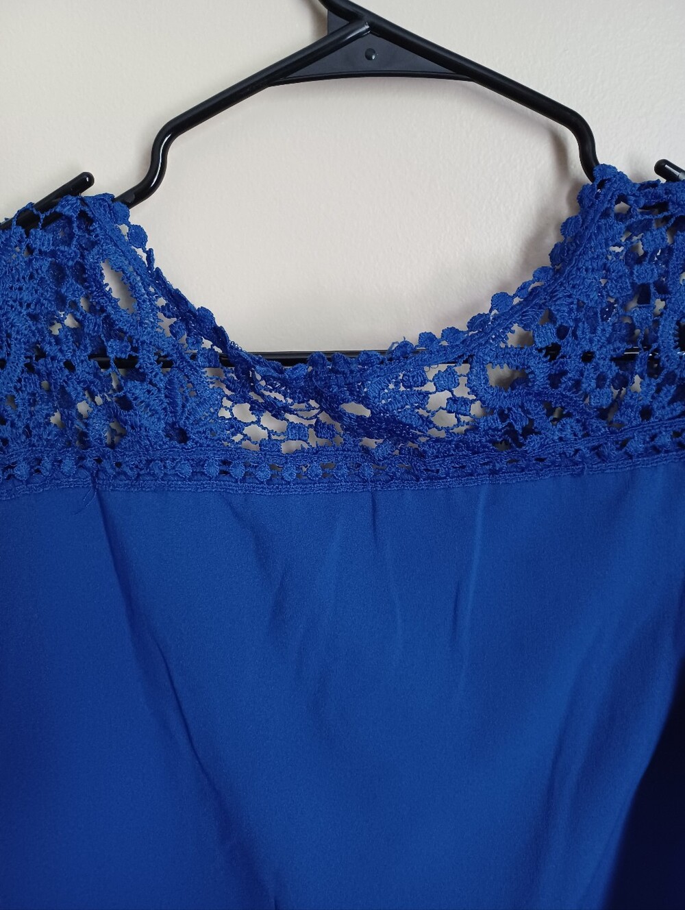 Women's‎ Size M Unbranded Blue Lace Long Sleeve Blouse Shirt Design Night Out - Picture 4 of 7